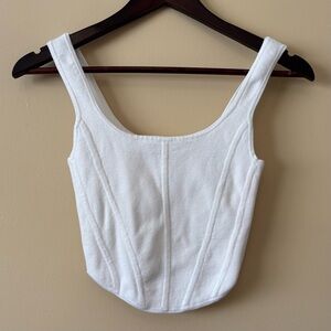 Wilfred| Aritzia| Cute ‘Natalie’ White Fitted Bustier Tank Top Sz S